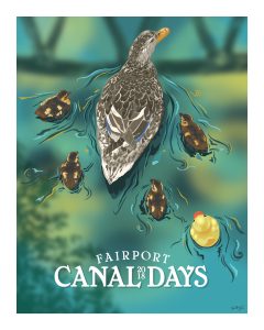 the winning poster, by artist Tom Moyer, for the 42nd annual Fairport Canal Days Arts Festival.