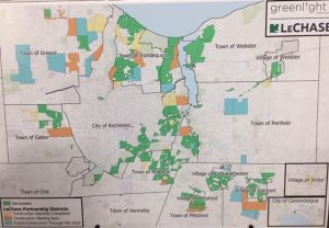 Greenlight LeChase has identified neighborhoods for expansion of the fiber optic network. Orange indicates areas where construction will begin soon. Blue are targeted for the first half of 2020.