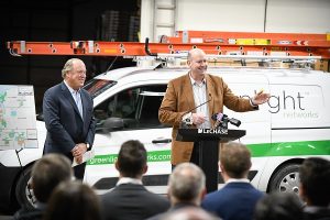 LeChase Construction president Will Mack, left, and Greenlight Networks president and CEO Mark Murphy created a joint venture (Greenlight LeChase) to accelerate expansion of the fiber optic footprint in Rochester (photo provided by Greenlight LeChase).
