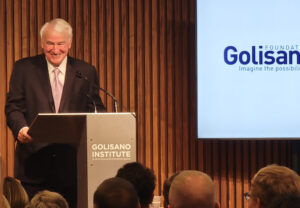 Tom Golisano announces gifts to upstate New York communities on Sept. 17, 2024. (Photo by Andrea Deckert)
