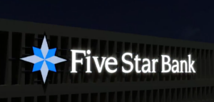 The illuminated Five Star Bank sign by ID Signsystems in downtown Rochester. (Image provided by ID Signsystems)