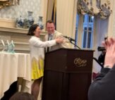 Matt Hurlbutt, president and CEO of Greater Rochester Enterprise, receives the 2025 Economic Developer of the Year by the New York State Economic Development Council at its annual meeting earlier this month in Cooperstown. (Photo provided by GRE)