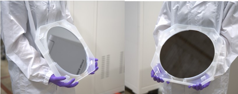 12-inch bare silicon wafer (pre-deposition), ready to be inserted in VanaM's 5-level ALD instrument. (Photo provided by VanaM)