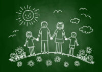 Drawing of family on blackboard (Depositphotos)