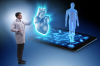 Medical professional with heart graphic (Depositphotos)