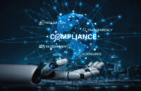 AI compliance illustration with robot arm by Depositphotos