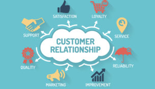 Customer Relationship - Chart with keywords and icons - Flat Design by Depositphotos