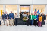 RIT is leading a consortium to build a pipeline to STEM education and careers. Donna Burnette, center, executive director of RIT’s K-12 University Center, and partners announced the consortium funded by the U.S. Department of Army STEM at a news conference on May 5. (Photo credit: Carlos Ortiz/RIT)