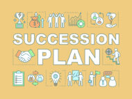Succession plan word concepts banner. Duties transfer. Recruiting. Career growth. Business strategy. Presentation, website. Isolated lettering typography idea, linear icon. Vector outline illustration by Depositphotos