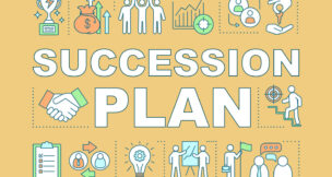 Succession plan word concepts banner. Duties transfer. Recruiting. Career growth. Business strategy. Presentation, website. Isolated lettering typography idea, linear icon. Vector outline illustration by Depositphotos