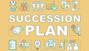 Succession plan word concepts banner. Duties transfer. Recruiting. Career growth. Business strategy. Presentation, website. Isolated lettering typography idea, linear icon. Vector outline illustration by Depositphotos