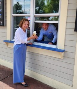 Gail Drew, chair of Abbott's Frozen Custard, and son Brenden, vice president of business development. (Photo provided by Abbott's Frozen Custard)