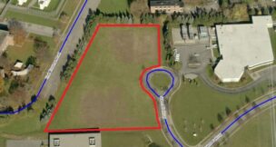 Outlined in red is the parcel at 250 Science Parkway that is part of a development RFP by the city of Rochester. (Photo from city of Rochester RFP informational website)
