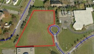 Outlined in red is the parcel at 250 Science Parkway that is part of a development RFP by the city of Rochester. (Photo from city of Rochester RFP informational website)